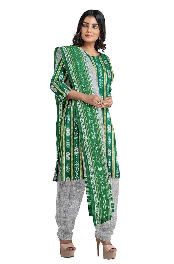 Multicolor_Pure_Cotton_Sambalpuri_Handloom_Dress_Material_With_Dupatta_Bottom_Wear_3_Piece_Set