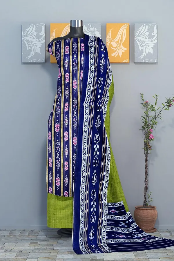 Multicolor_Pure_Cotton_Sambalpuri_Handloom_Dress_Material_With_Dupatta_Bottom_Wear_3_Piece_Set