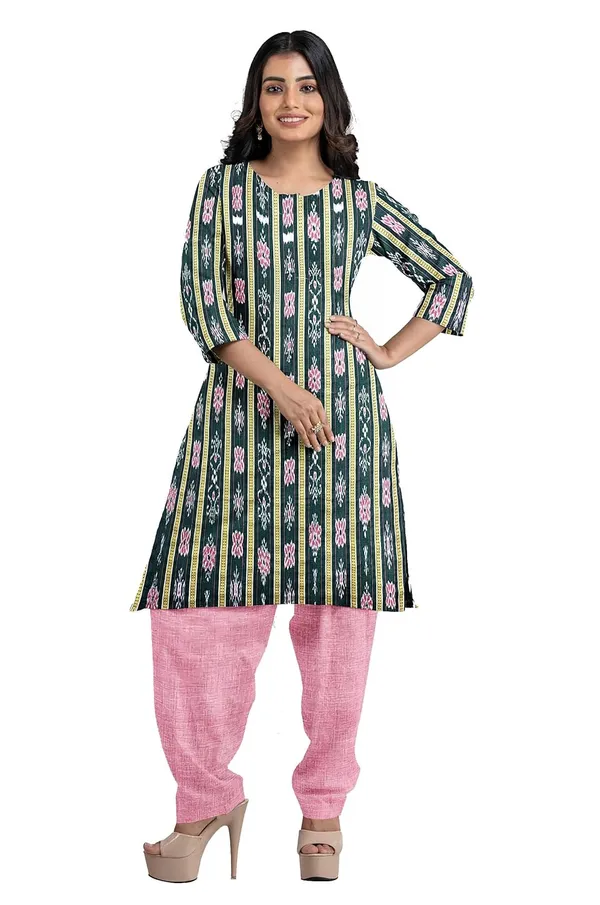 Multicolor_Pure_Cotton_Sambalpuri_Handloom_Dress_Material_With_Dupatta_Bottom_Wear_3_Piece_Set
