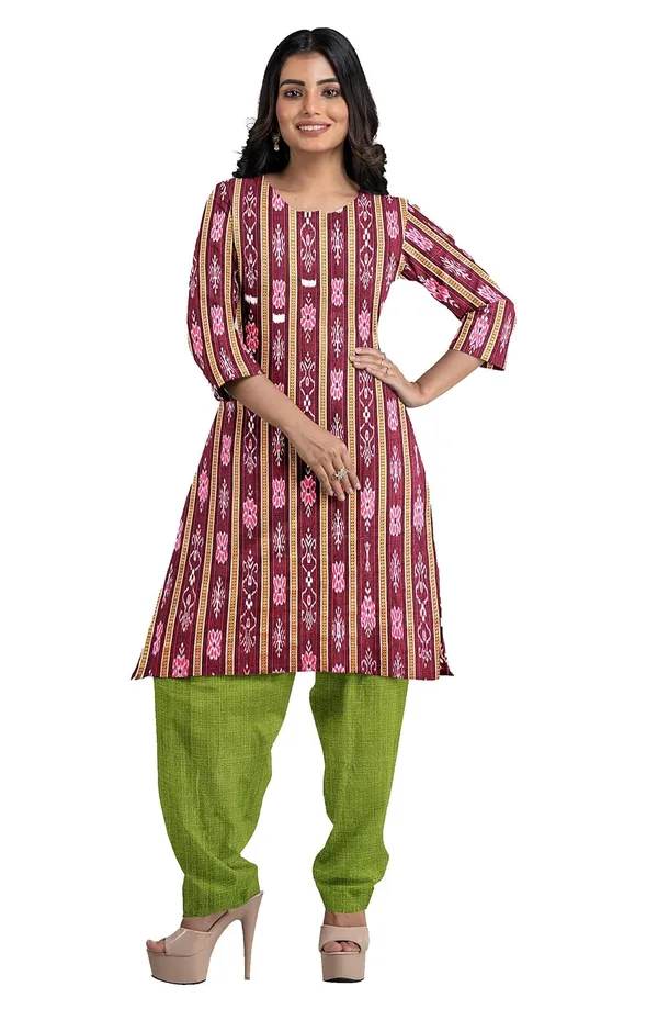Multicolor_Pure_Cotton_Sambalpuri_Handloom_Dress_Material_With_Dupatta_Bottom_Wear_3_Piece_Set