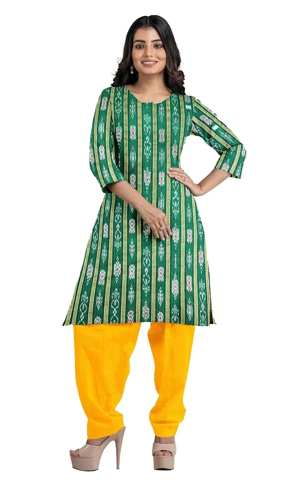 Multicolor_Pure_Cotton_Sambalpuri_Handloom_Dress_Material_With_Dupatta_Bottom_Wear_3_Piece_Set