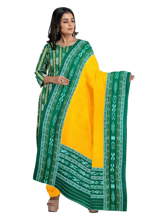 Multicolor_Pure_Cotton_Sambalpuri_Handloom_Dress_Material_With_Dupatta_Bottom_Wear_3_Piece_Set