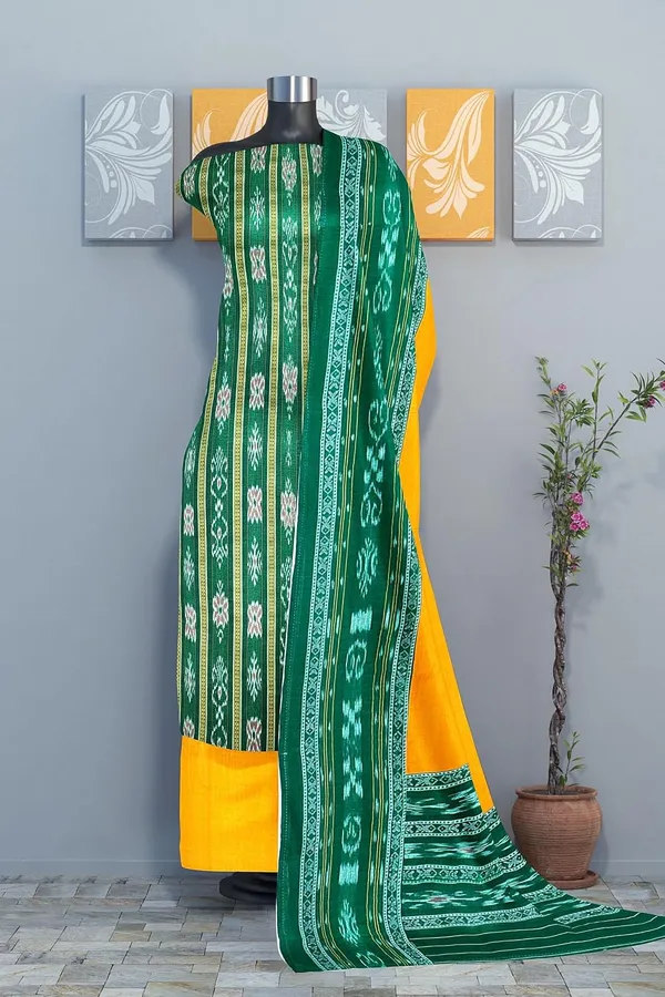 Multicolor_Pure_Cotton_Sambalpuri_Handloom_Dress_Material_With_Dupatta_Bottom_Wear_3_Piece_Set