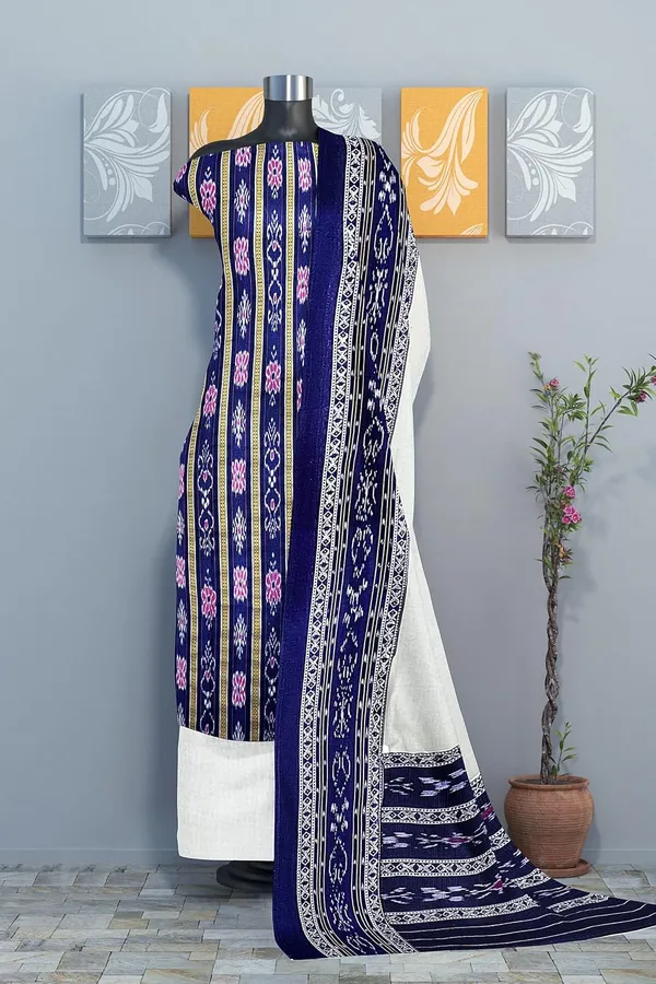 Multicolor_Pure_Cotton_Sambalpuri_Handloom_Dress_Material_With_Dupatta_Bottom_Wear_3_Piece_Set
