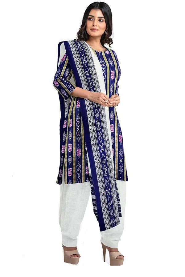 Multicolor_Pure_Cotton_Sambalpuri_Handloom_Dress_Material_With_Dupatta_Bottom_Wear_3_Piece_Set