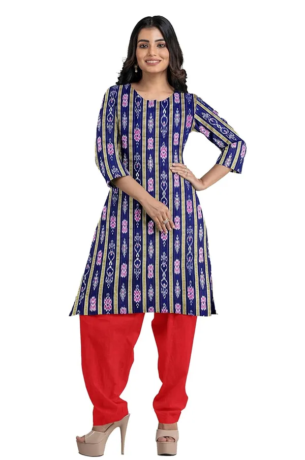 Multicolor_Pure_Cotton_Sambalpuri_Handloom_Dress_Material_With_Dupatta_Bottom_Wear_3_Piece_Set