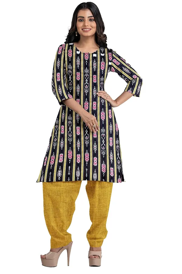 Multicolor_Pure_Cotton_Sambalpuri_Handloom_Dress_Material_With_Dupatta_Bottom_Wear_3_Piece_Set