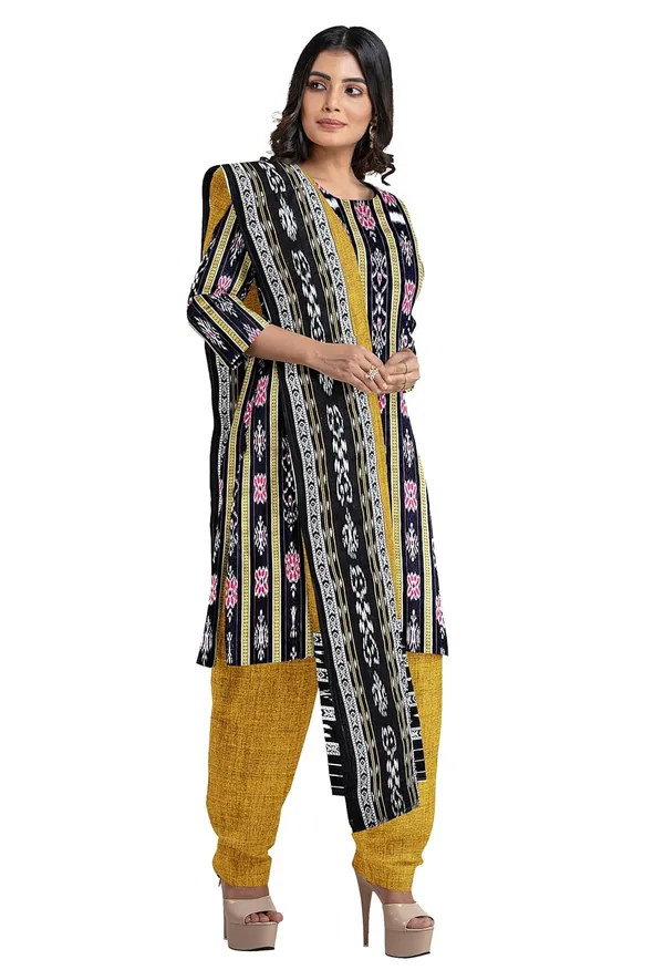 Multicolor_Pure_Cotton_Sambalpuri_Handloom_Dress_Material_With_Dupatta_Bottom_Wear_3_Piece_Set
