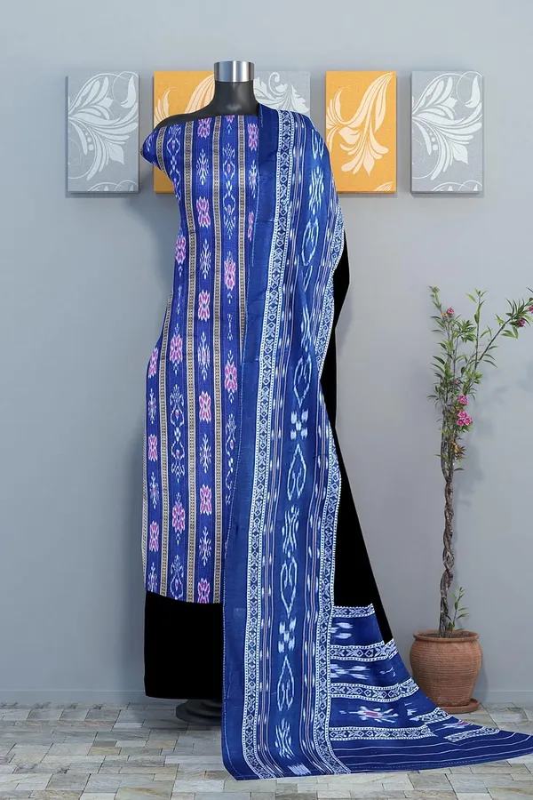 Multicolor_Pure_Cotton_Sambalpuri_Handloom_Dress_Material_With_Dupatta_Bottom_Wear_3_Piece_Set