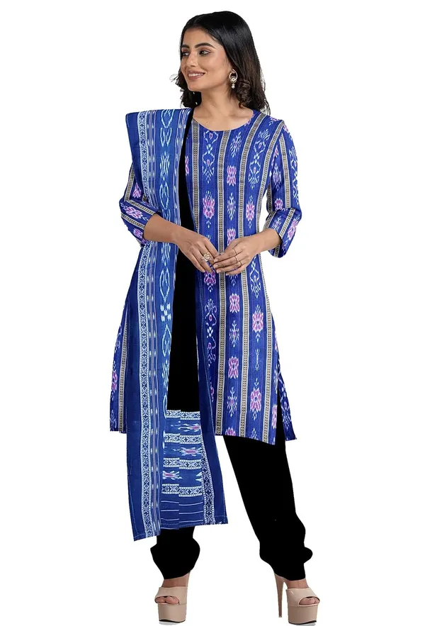 Multicolor_Pure_Cotton_Sambalpuri_Handloom_Dress_Material_With_Dupatta_Bottom_Wear_3_Piece_Set