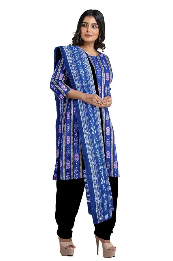 Multicolor_Pure_Cotton_Sambalpuri_Handloom_Dress_Material_With_Dupatta_Bottom_Wear_3_Piece_Set