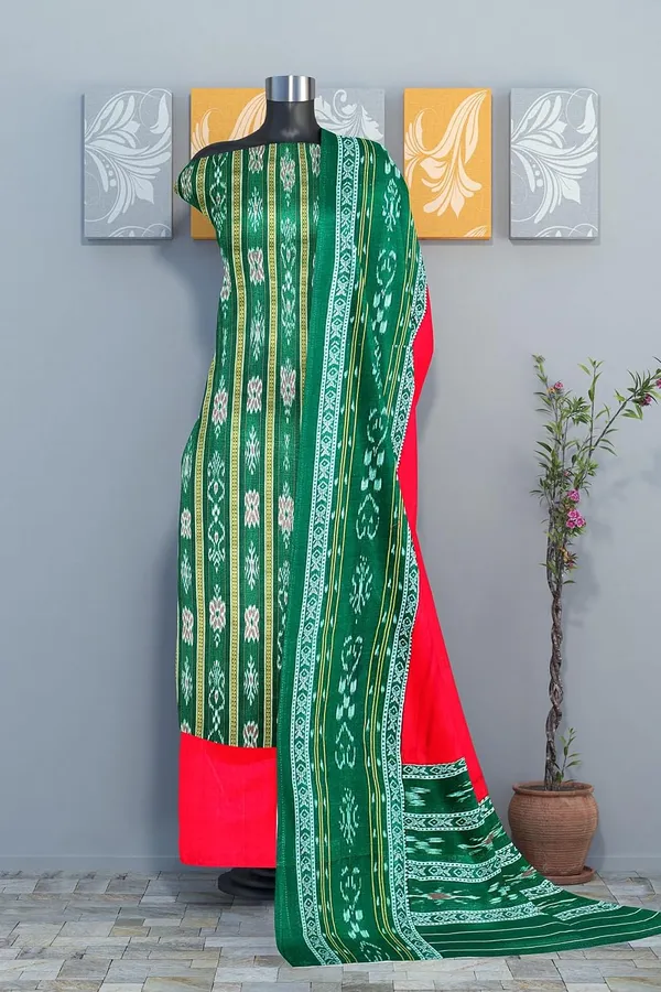 Multicolor_Pure_Cotton_Sambalpuri_Handloom_Dress_Material_With_Dupatta_Bottom_Wear_3_Piece_Set