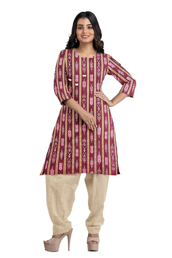 Multicolor_Pure_Cotton_Sambalpuri_Handloom_Dress_Material_With_Dupatta_Bottom_Wear_3_Piece_Set