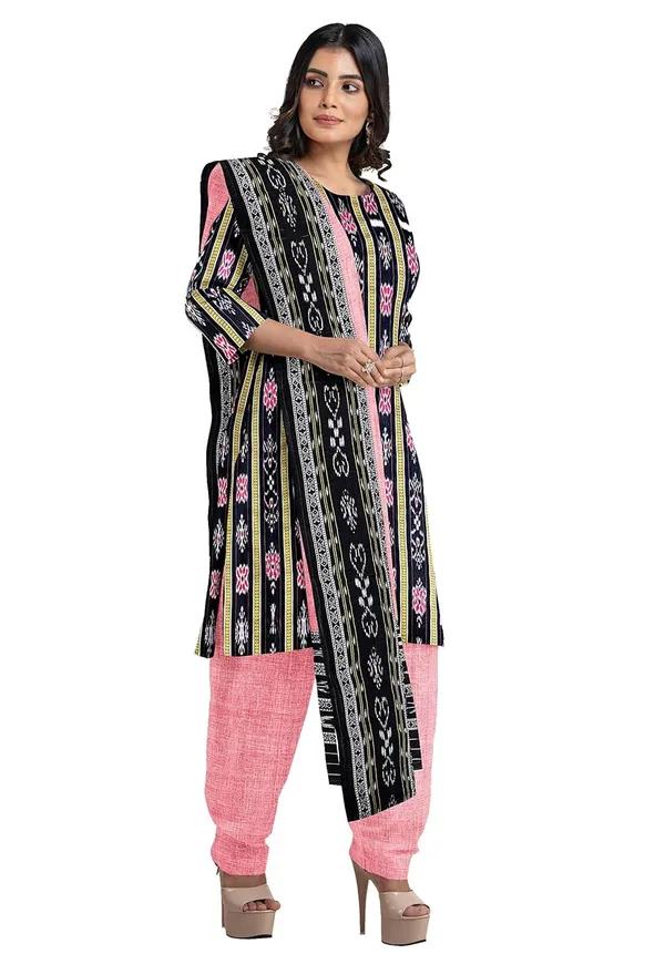 Multicolor_Pure_Cotton_Sambalpuri_Handloom_Dress_Material_With_Dupatta_Bottom_Wear_3_Piece_Set
