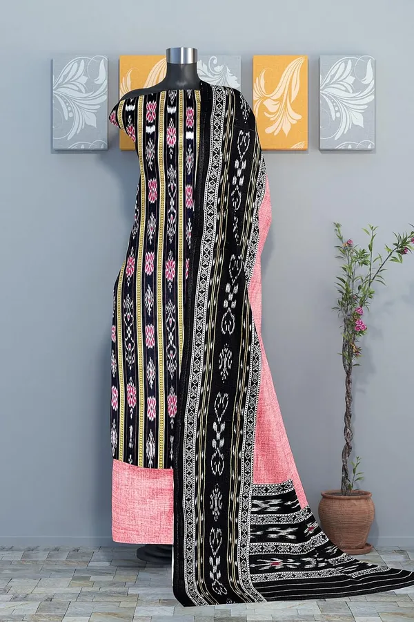 Multicolor_Pure_Cotton_Sambalpuri_Handloom_Dress_Material_With_Dupatta_Bottom_Wear_3_Piece_Set
