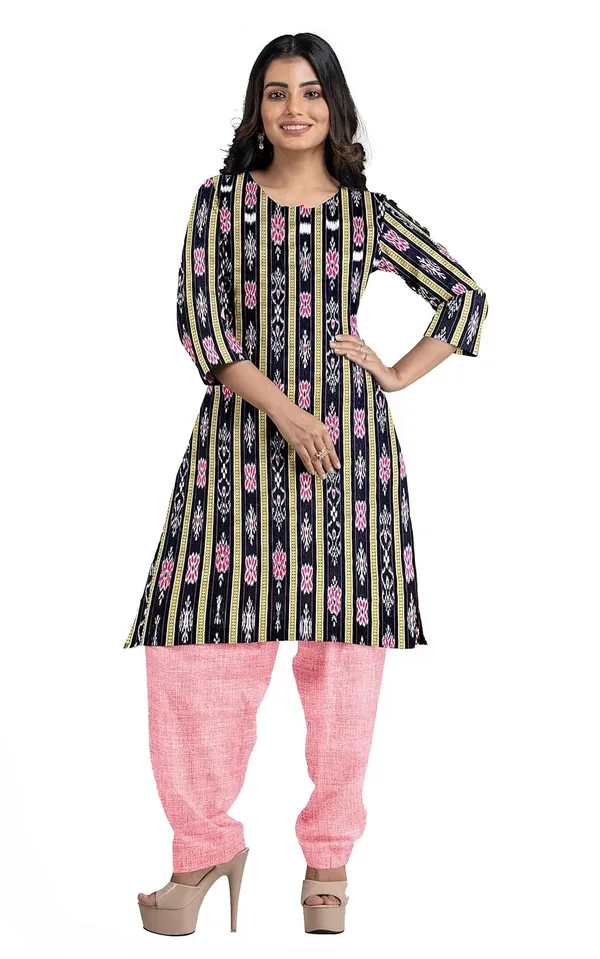 Multicolor_Pure_Cotton_Sambalpuri_Handloom_Dress_Material_With_Dupatta_Bottom_Wear_3_Piece_Set