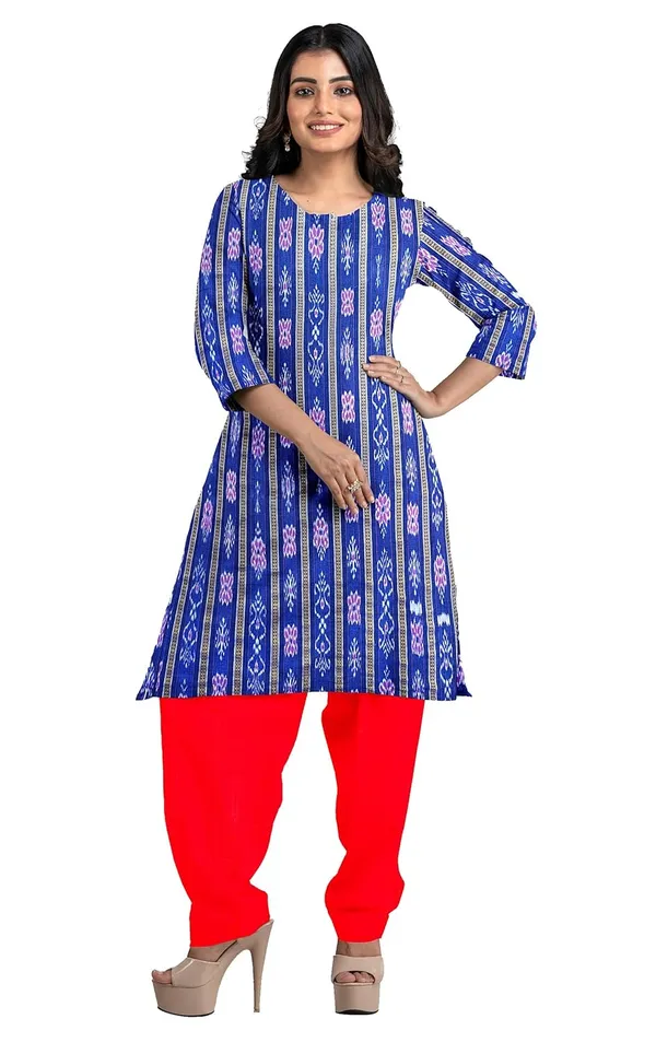 Multicolor_Pure_Cotton_Sambalpuri_Handloom_Dress_Material_With_Dupatta_Bottom_Wear_3_Piece_Set