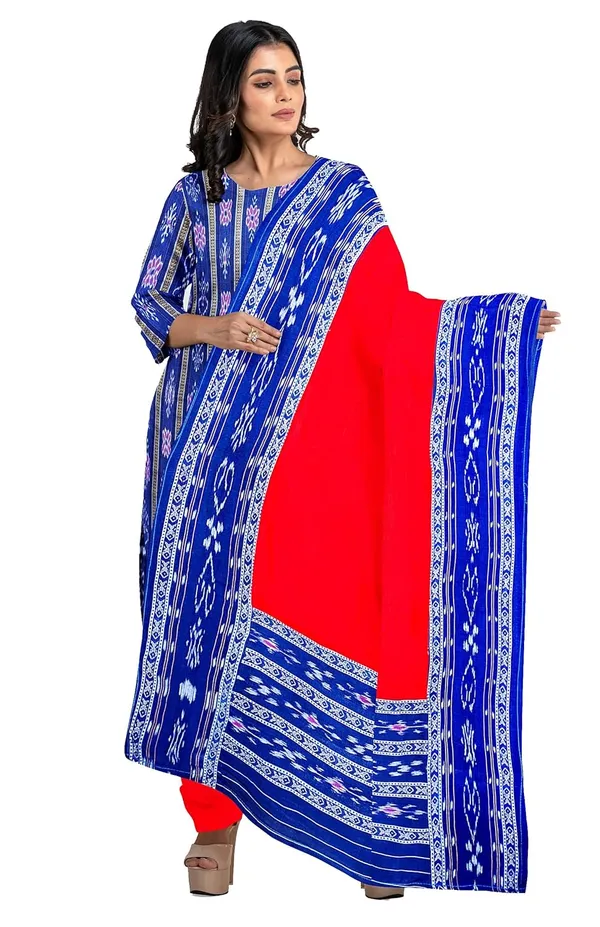 Multicolor_Pure_Cotton_Sambalpuri_Handloom_Dress_Material_With_Dupatta_Bottom_Wear_3_Piece_Set