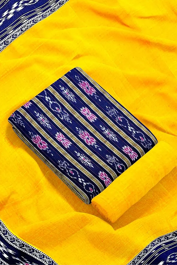 Multicolor_Pure_Cotton_Sambalpuri_Handloom_Dress_Material_With_Dupatta_Bottom_Wear_3_Piece_Set