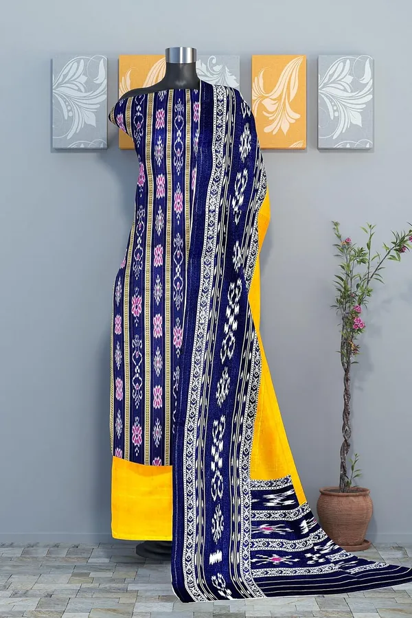 Multicolor_Pure_Cotton_Sambalpuri_Handloom_Dress_Material_With_Dupatta_Bottom_Wear_3_Piece_Set