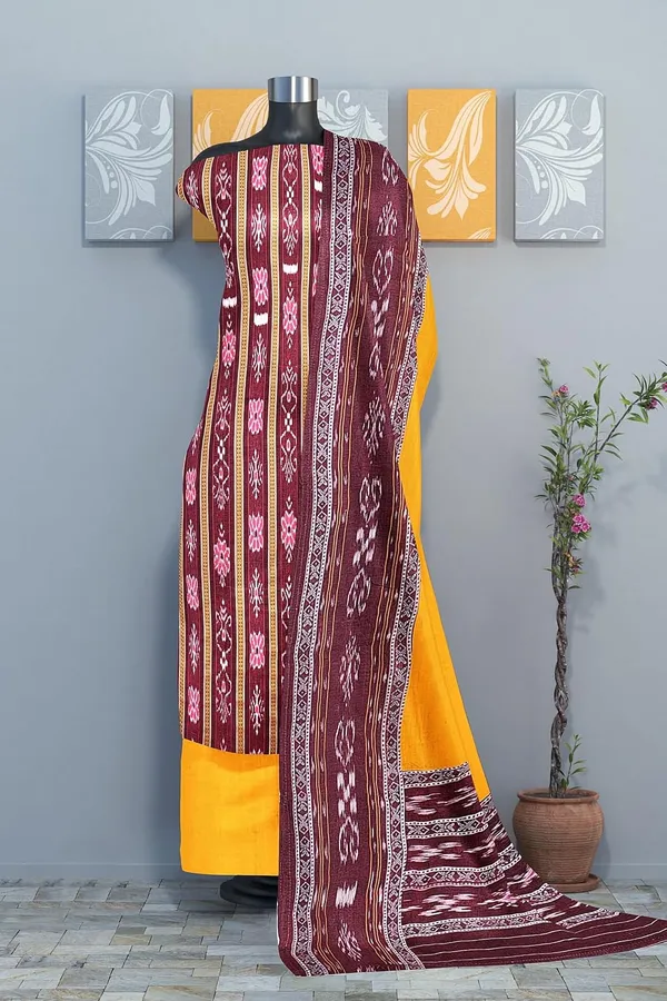 Multicolor_Pure_Cotton_Sambalpuri_Handloom_Dress_Material_With_Dupatta_Bottom_Wear_3_Piece_Set