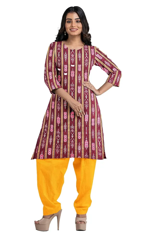 Multicolor_Pure_Cotton_Sambalpuri_Handloom_Dress_Material_With_Dupatta_Bottom_Wear_3_Piece_Set