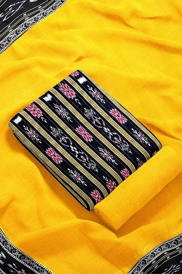 Multicolor_Pure_Cotton_Sambalpuri_Handloom_Dress_Material_With_Dupatta_Bottom_Wear_3_Piece_Set