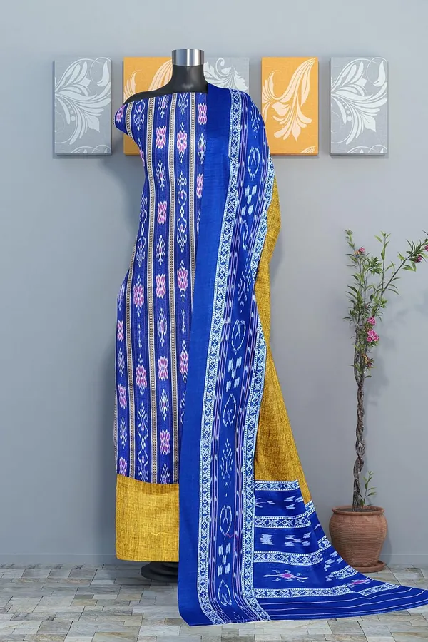 Multicolor_Pure_Cotton_Sambalpuri_Handloom_Dress_Material_With_Dupatta_Bottom_Wear_3_Piece_Set