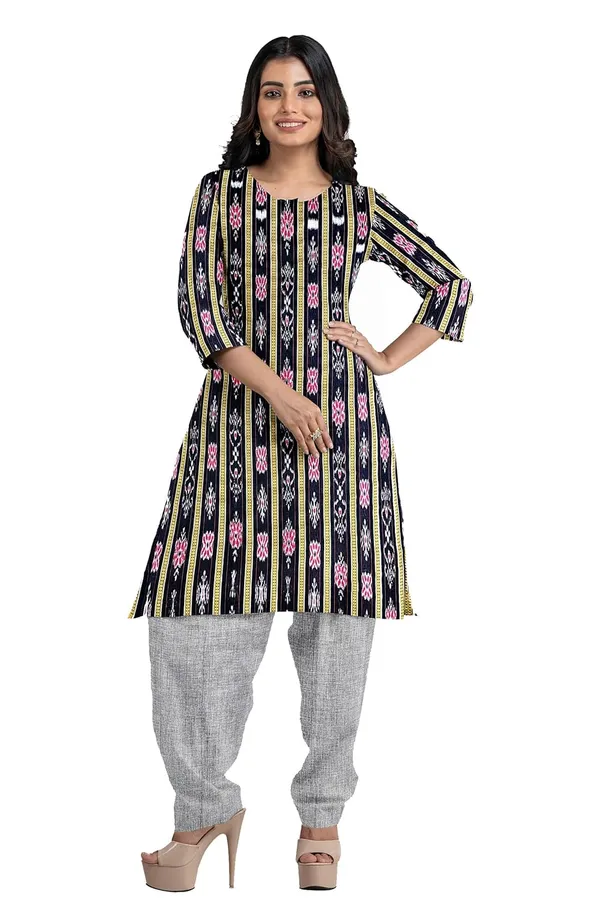 Multicolor_Pure_Cotton_Sambalpuri_Handloom_Dress_Material_With_Dupatta_Bottom_Wear_3_Piece_Set