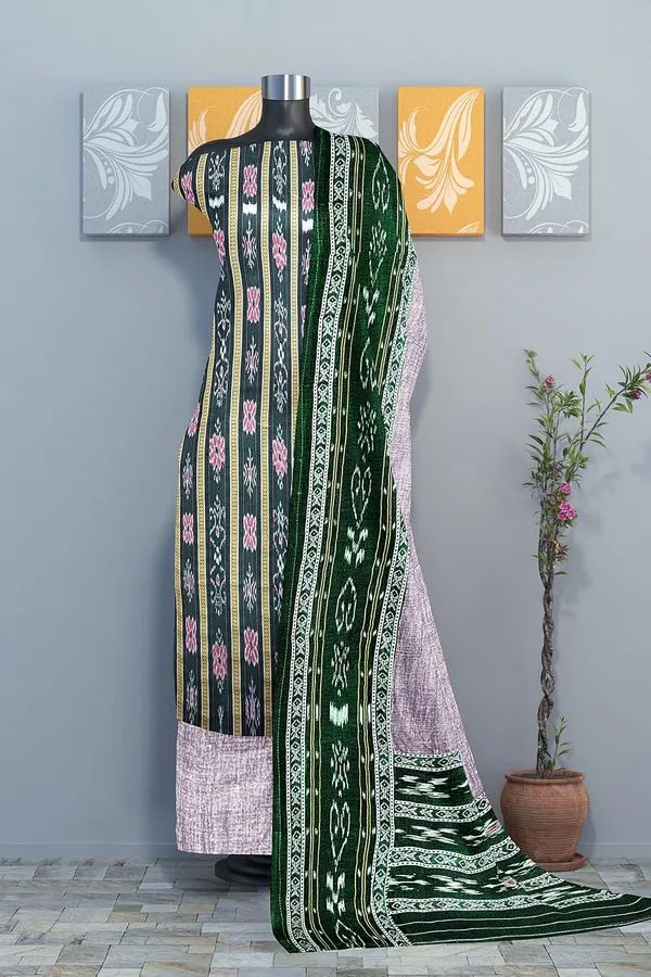 Multicolor_Pure_Cotton_Sambalpuri_Handloom_Dress_Material_With_Dupatta_Bottom_Wear_3_Piece_Set