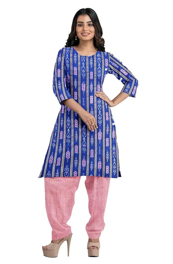 Multicolor_Pure_Cotton_Sambalpuri_Handloom_Dress_Material_With_Dupatta_Bottom_Wear_3_Piece_Set