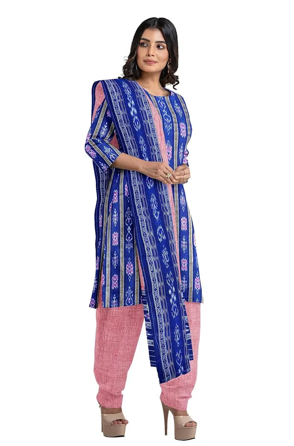 Multicolor_Pure_Cotton_Sambalpuri_Handloom_Dress_Material_With_Dupatta_Bottom_Wear_3_Piece_Set
