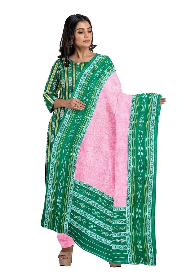 Multicolor_Pure_Cotton_Sambalpuri_Handloom_Dress_Material_With_Dupatta_Bottom_Wear_3_Piece_Set
