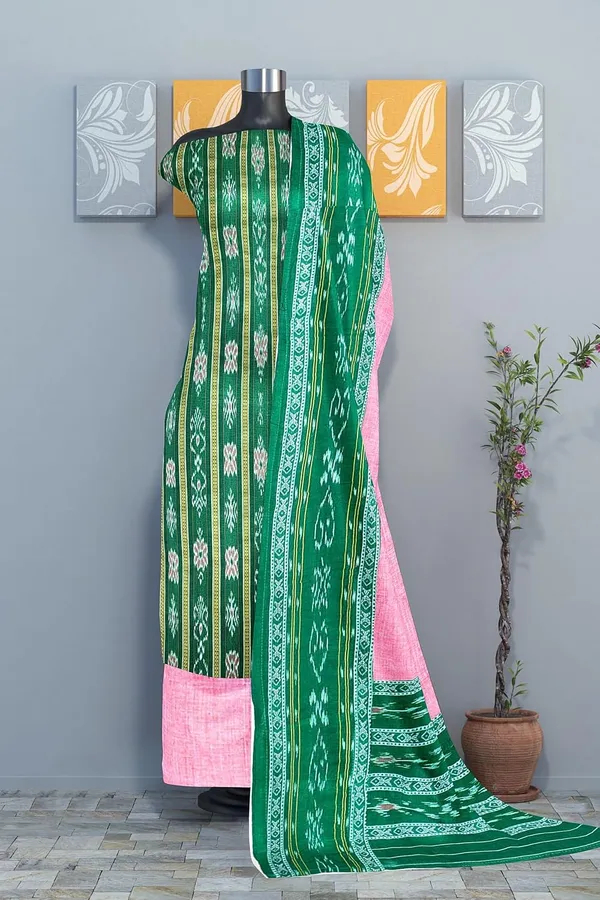 Multicolor_Pure_Cotton_Sambalpuri_Handloom_Dress_Material_With_Dupatta_Bottom_Wear_3_Piece_Set