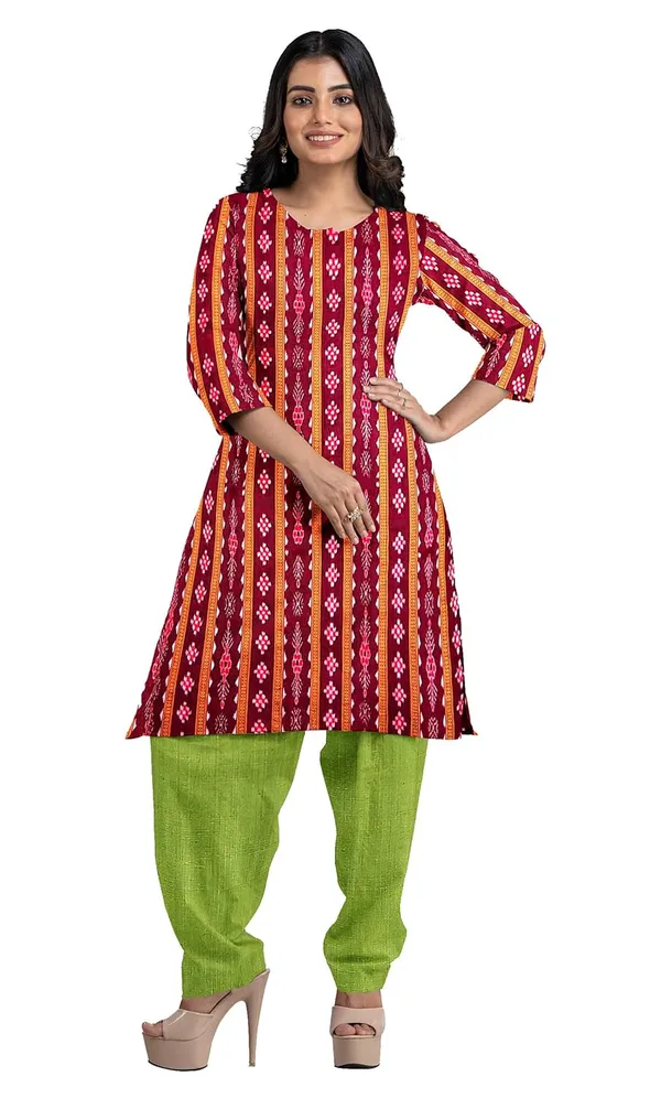 Multicolor_Pure_Cotton_Sambalpuri_Handloom_Dress_Material_With_Dupatta_Bottom_Wear_3_Piece_Set