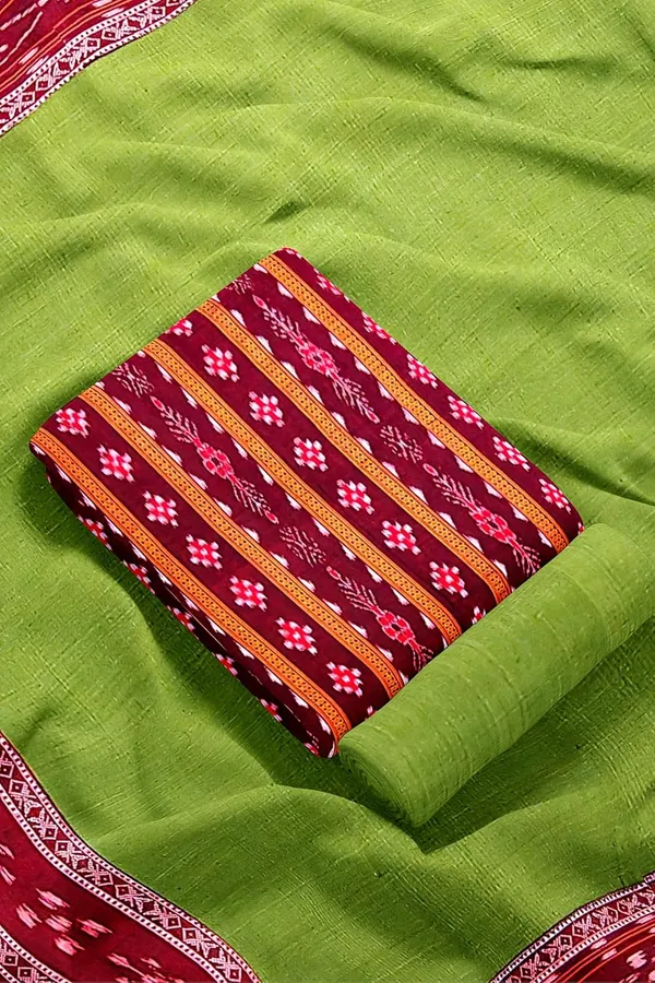 Multicolor_Pure_Cotton_Sambalpuri_Handloom_Dress_Material_With_Dupatta_Bottom_Wear_3_Piece_Set