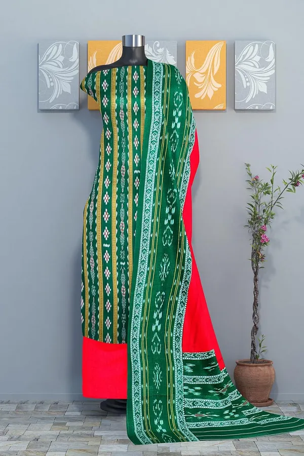 Multicolor_Pure_Cotton_Sambalpuri_Handloom_Dress_Material_With_Dupatta_Bottom_Wear_3_Piece_Set