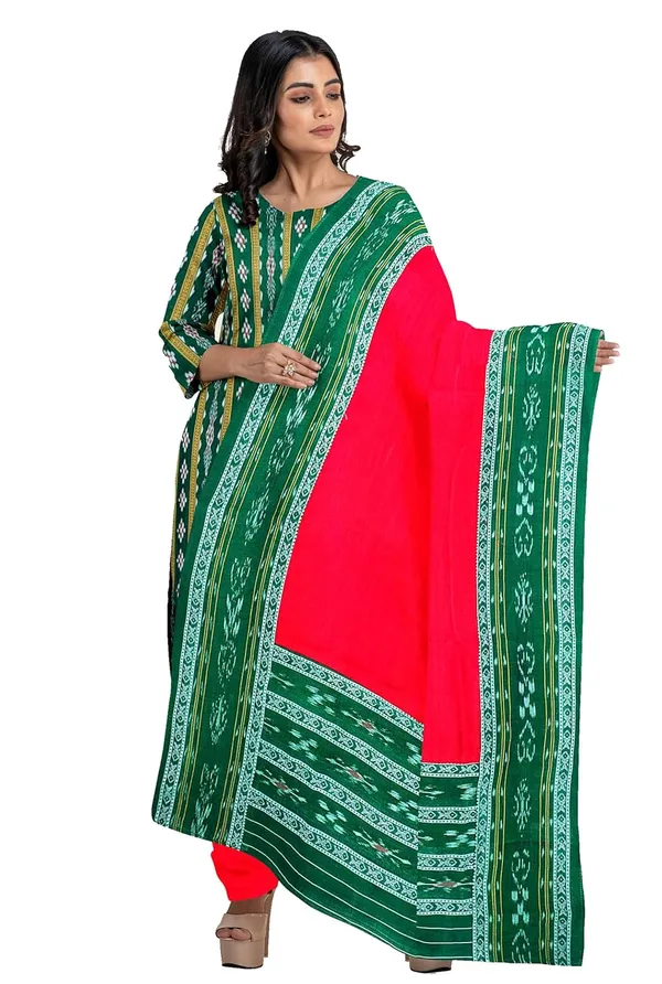Multicolor_Pure_Cotton_Sambalpuri_Handloom_Dress_Material_With_Dupatta_Bottom_Wear_3_Piece_Set