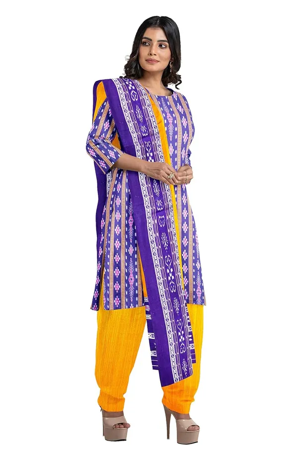 Multicolor_Pure_Cotton_Sambalpuri_Handloom_Dress_Material_With_Dupatta_Bottom_Wear_3_Piece_Set