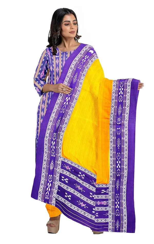 Multicolor_Pure_Cotton_Sambalpuri_Handloom_Dress_Material_With_Dupatta_Bottom_Wear_3_Piece_Set