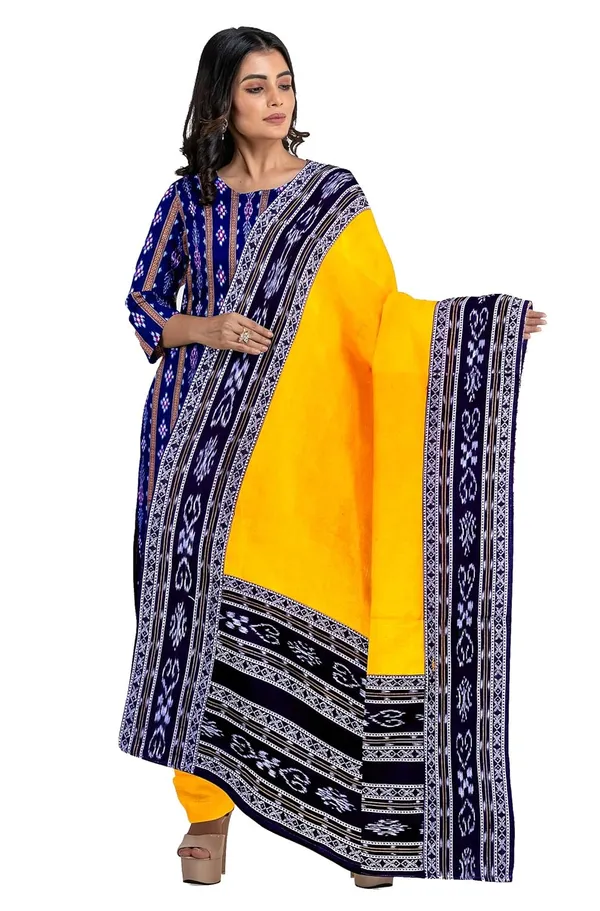 Multicolor_Pure_Cotton_Sambalpuri_Handloom_Dress_Material_With_Dupatta_Bottom_Wear_3_Piece_Set