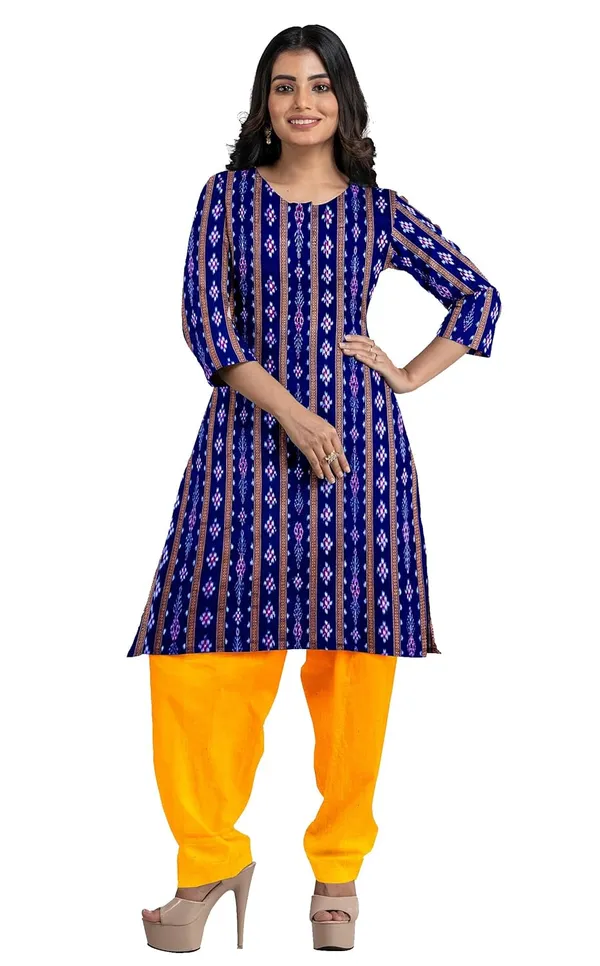 Multicolor_Pure_Cotton_Sambalpuri_Handloom_Dress_Material_With_Dupatta_Bottom_Wear_3_Piece_Set