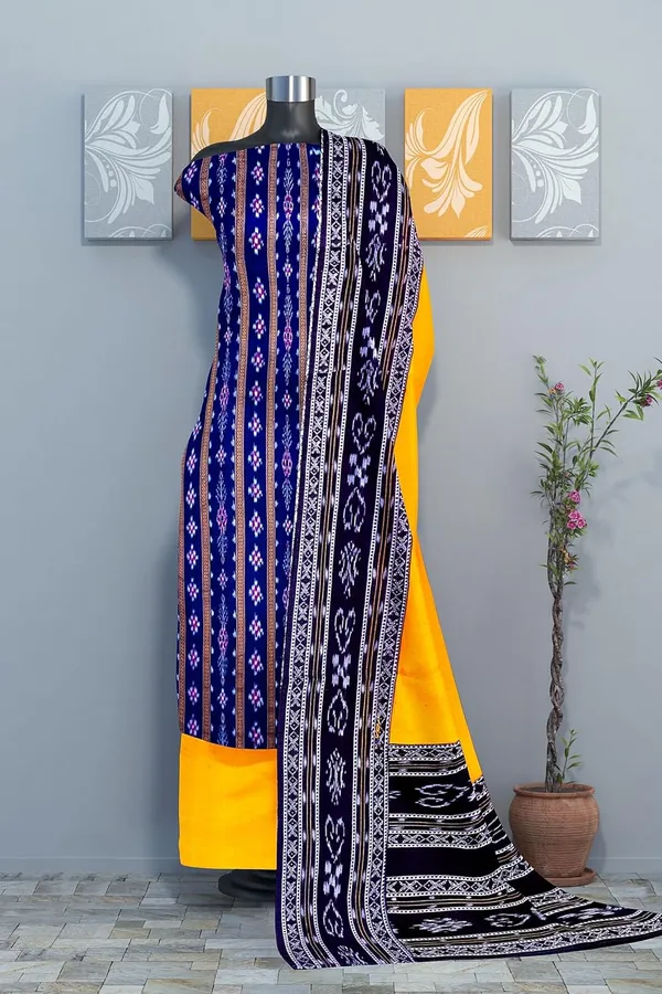 Multicolor_Pure_Cotton_Sambalpuri_Handloom_Dress_Material_With_Dupatta_Bottom_Wear_3_Piece_Set