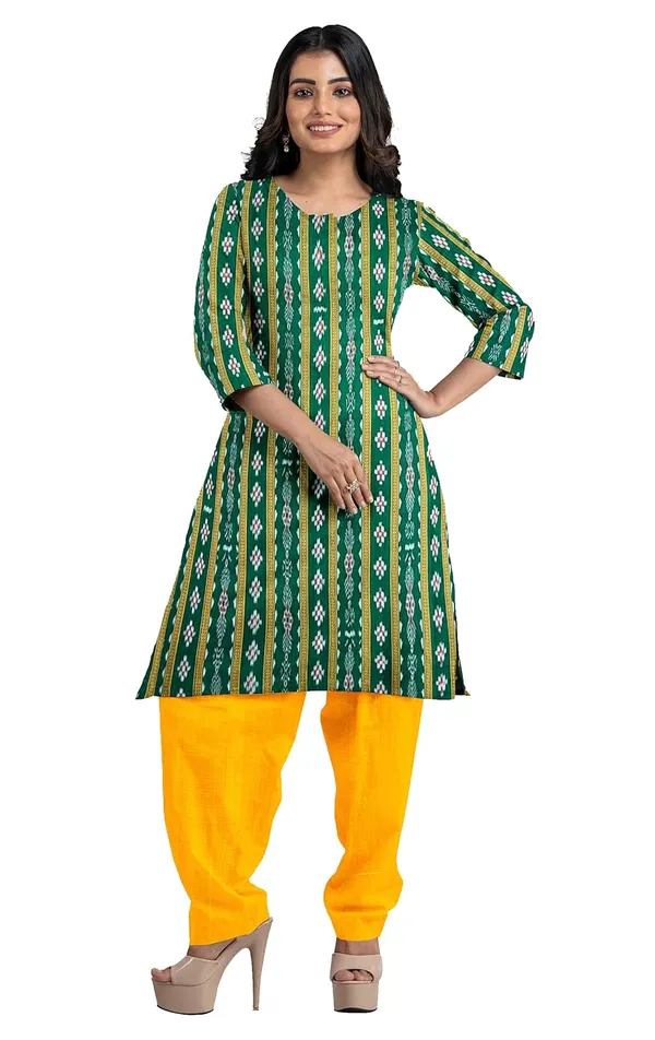 Multicolor_Pure_Cotton_Sambalpuri_Handloom_Dress_Material_With_Dupatta_Bottom_Wear_3_Piece_Set