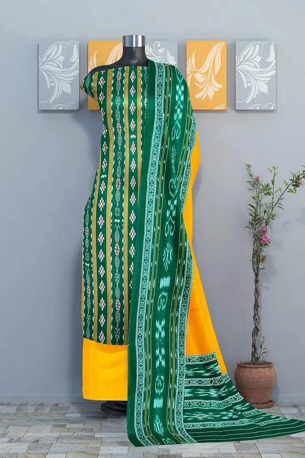 Multicolor_Pure_Cotton_Sambalpuri_Handloom_Dress_Material_With_Dupatta_Bottom_Wear_3_Piece_Set