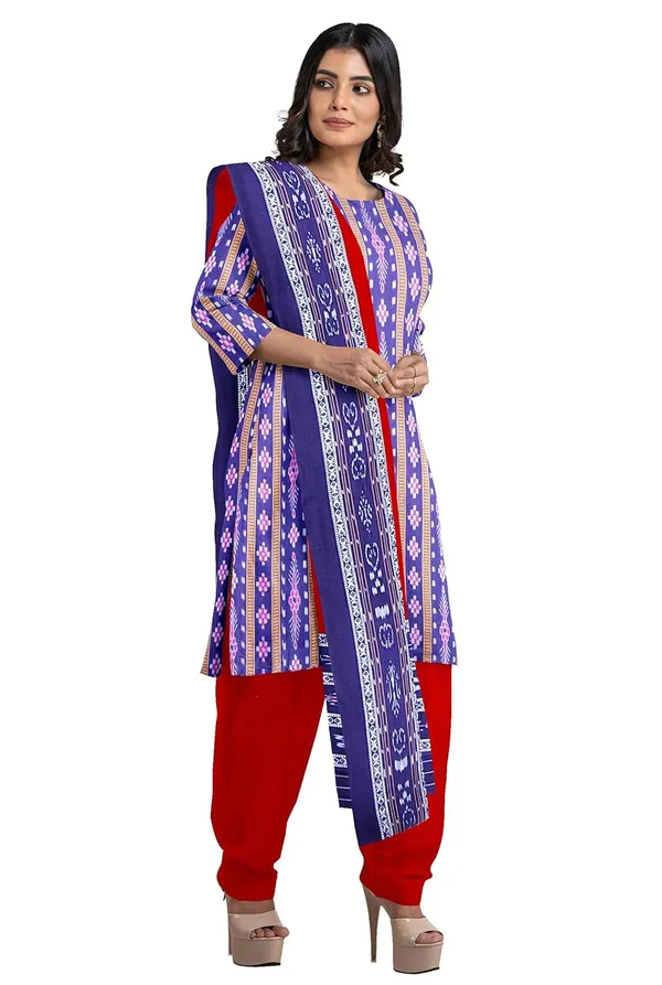 Multicolor_Pure_Cotton_Sambalpuri_Handloom_Dress_Material_With_Dupatta_Bottom_Wear_3_Piece_Set