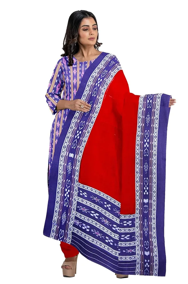 Multicolor_Pure_Cotton_Sambalpuri_Handloom_Dress_Material_With_Dupatta_Bottom_Wear_3_Piece_Set