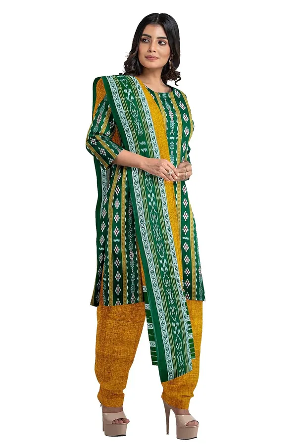 Multicolor_Pure_Cotton_Sambalpuri_Handloom_Dress_Material_With_Dupatta_Bottom_Wear_3_Piece_Set