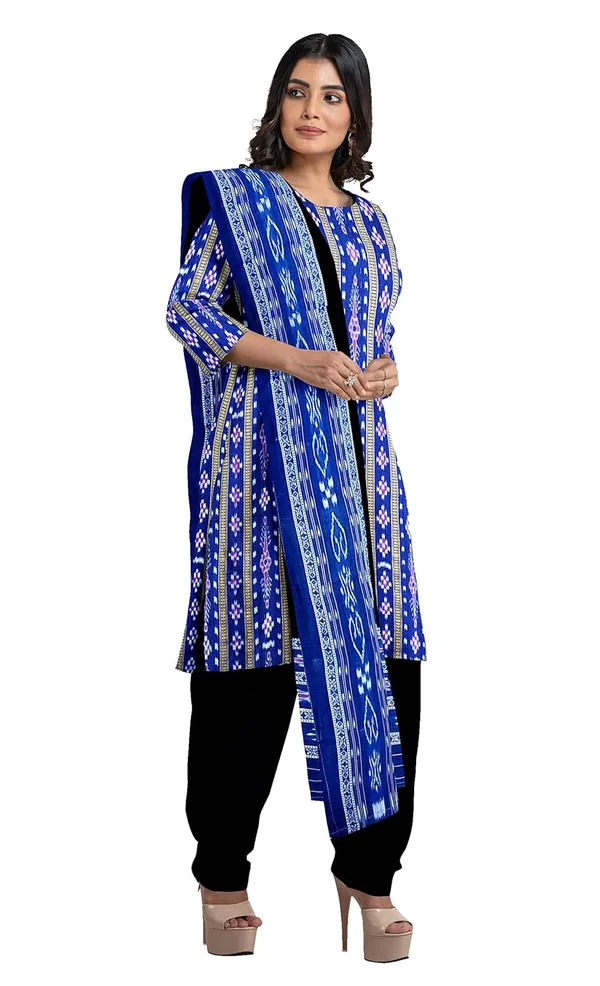 Multicolor_Pure_Cotton_Sambalpuri_Handloom_Dress_Material_With_Dupatta_Bottom_Wear_3_Piece_Set