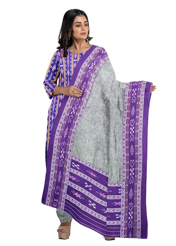 Multicolor_Pure_Cotton_Sambalpuri_Handloom_Dress_Material_With_Dupatta_Bottom_Wear_3_Piece_Set